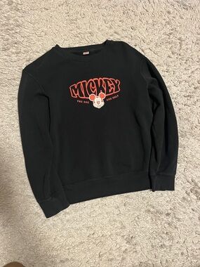 Uniqlo Black Sweatshirt with Red Mickey Graphic